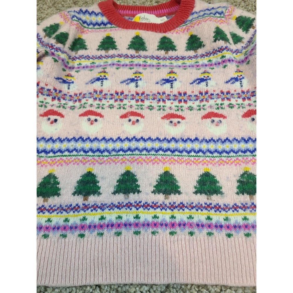 Mini Boden Girls Fair Isle Holiday Christmas Pink Sweater Size 6/7 - Picture 3 of 7